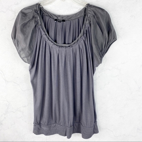 [Express] Gray Chiffon Pleated Shirt - Picture 1 of 3